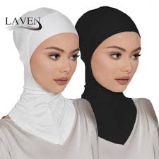 LAVEN Cotton Modal Inner Hijab Muslim Full Cover Inner Hijab Islamic  Underscarf Plain Head Under Scarf Cap