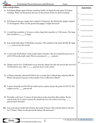 Our selection of percentage worksheets will help you to find percentages of numbers and amounts, as well as working out percentage increases and decreases and converting. Examining Percent Increase And Decrease Worksheet Free Commoncoresheets
