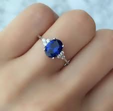 Blue Sapphire Engagement Ring 1 5 Carat Oval Blue Sapphire Ring Sapphire And Diam In 2020 Blue Gemstone Rings Sapphire Engagement Ring Blue Engagement Rings Sapphire