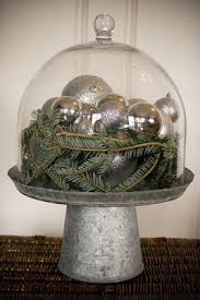 Cake Stand A Glass Dome Some Christmas Ornaments And Greens Easy Christmas Decor For Next Year On Cake Dome Decor Cake Stand Decor Simple Christmas Decor