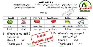 مفردات وتراكيب اللغة الانجليزية للصف الأول الفصل الثاني الاوائل التعليمي