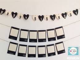 ガーランド フォトアルバム ポラロイド風 バースデーモノトーン 誕生日表 ガーランド アルバム プレゼント