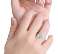 Halo Pear Engagement Ring Simulated Paraiba Tourmaline CZ ...