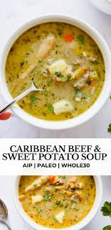 Caribbean Beef Soup Aip Whole30 Heal Me Delicious Recipe Beef Soup Healthy Fall Soups Soup With Ground Beef