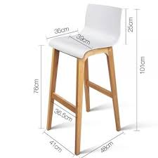 Solenne High Seat Back Fixed Leg Oak Wood Bar Stool In White Set Of 2 Kursi Bar Desain Furnitur Kursi