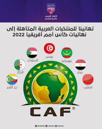 كان من المقرر في الأصل أن تقام منافسات كأس أمم أفريقيا في يونيو ويوليوز من 2021، لكن الاتحاد الإفريقي لكرة القدم أعلن في 15 يناير 2020 أنه بسبب الظروف المناخية غير المواتية خلال هذه الفترة، ستقام. Ø§Ù„Ø¨Ø·ÙˆÙ„Ø© Ø§Ù„Ø¹Ø±Ø¨ÙŠØ© ØªÙ‡Ù†Ø¦Ø© ÙŠÙ‡Ù†Ø¦ Ø§Ù„Ø§ØªØ­Ø§Ø¯ Ø§Ù„Ø¹Ø±Ø¨ÙŠ Ù„ÙƒØ±Ø© Ø§Ù„Ù‚Ø¯Ù… Ù…Ù†ØªØ®Ø¨Ø§Øª Ø§Ù„Ø³ÙˆØ¯Ø§Ù† ÙˆØ§Ù„Ø¬Ø²Ø§Ø¦Ø± ÙˆÙ…ØµØ± ÙˆØªÙˆÙ†Ø³ ÙˆØ§Ù„Ù…ØºØ±Ø¨ ÙˆÙ…ÙˆØ±ÙŠØªØ§Ù†ÙŠØ§ ÙˆØ¬Ø²Ø± Ø§Ù„Ù‚Ù…Ø± Ø¹Ù„Ù‰ ØªØ£Ù‡Ù„Ù‡Ø§ Ø¥Ù„Ù‰ Ù†Ù‡Ø§Ø¦ÙŠØ§Øª ÙƒØ£Ø³ Ø£Ù…Ù… Ø£ÙØ±ÙŠÙ‚ÙŠØ§ 2022 ÙˆÙŠØªÙ…Ù†Ù‰ Ø§Ù„ØªÙˆÙÙŠÙ‚ ÙˆØ§Ù„Ù†Ø¬Ø§Ø­ Ù„Ø¬Ù…ÙŠØ¹ Ø§Ù„Ù…Ù†ØªØ®Ø¨Ø§Øª