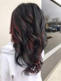 Blue And Red Color On Dark Brown Hair Brown Hair Balayage Red Brown Hair Black Hair With Red Highlights