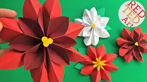 Paper Flower Diy Easy Poinsettia Decor Diy Diy Christmas Decor 3d Paper Flowers Diy Christmas Ornament Crafts Paper Flowers