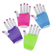 Neon Fingerless Fishnet Wrist Gloves Pair Neon Accessories Neon Fingerless