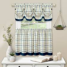 See more ideas about curtains, country curtains, french country curtains. Window Treatments Hardware French Country Style Checked Kitchen Curtains Tier Valance Window Set Home Garden Ideahome Gr