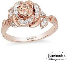 Love Beauty And The Beast This Is Your Ring Enchanted Disney Belle 1 10 Ct T W Diamond R Pink Gold Diamond Ring White Gold Engagement Rings Pink Gold Rings