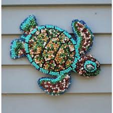 Mosaic Sea Turtle Beaded Sea Turtle Garden Decor Home Decor Wall 48 Liked On Polyvore Featuring Home Turtle Decor Animal Decor Turquoise Seed Bead