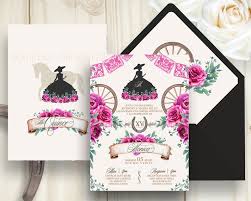 Black And Pink Charro Quince Dress Pink Black Dress Charra Invitation Charro Mexican Western Etsy In 2020 Western Invitations Horse Invitations Invitations