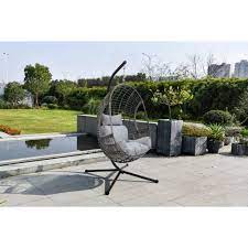 Buy Rattan Effect Hanging Egg Chair Grey Hammocks And Swing Seats Argos Hanging Egg Chair Swing Seat Grey Chair