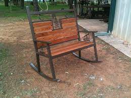Rocking Bench Made With A Cnc Burntables Bench Chair Patio Porch Rockingchair Metal Chairs Rocking Chair Metal Bench