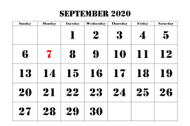 Blank September Calendar 2020 In 2020 September Calendar Printable Calendar Template Calendar Printables