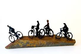 uri dushy works of art small sculptures 4 bicycle riders bicycle dushy riders sculptures small works metalsculp small sculptures sculptures art