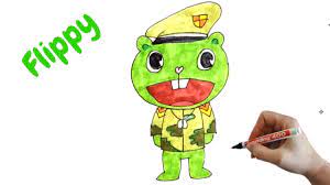 How To Draw Flippy Happy Tree Friends - Youtube