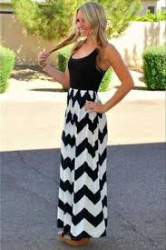 Black White Chevron Print Long Maxi Dress Striped Maxi Dresses Cute Dresses Dresses