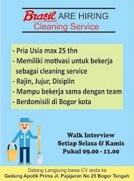Lamaran paling lambat hari jumat 13 maret 2020. Lowongan Kerja Cleaning Service