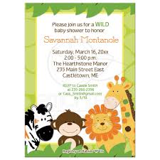 Bright Jungle Safari Animals Baby Shower Invitation