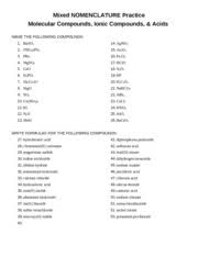 Home » sample worksheet » 3 nomenclature worksheet 3 covalent molecular compounds answers. 17 Mixed Nomenclature Worksheet