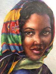 This watercolor was interesting to paint. I liked the contrast of the  bright colorful scarf ,and her warm skin tones. Winsor Newton paint, WN  cotton paper rough.