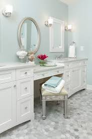 Bathroom vanities with knee drawers in many width sizes, colors and door styles Traditional Bathroom Inspiration Dazzling White Makeup Vanity