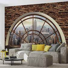 fotobehang doorkijk new york skyline raamvenster wallart by behangexpert behang koop je online bij beha fotobehang beschilderde muur muurschildering behang