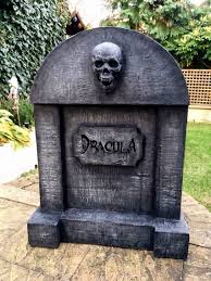Halloween Gravestones Papermache Gravestone Halloween Props Handmade Dracula Branstoker Tombstone Halloween Gravestones Tiki Bar Halloween Decorations