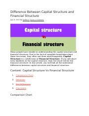 Financial gearing is a measure of the extent to which debt is used in the capital structure. Difference Between Capital Structure And Financial Structure Docx Difference Between Capital Structure And Financial Structure July 9 2015 By Surbhi S Course Hero