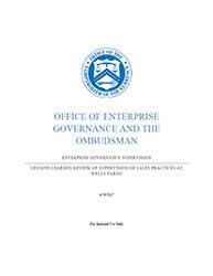 lessons learned review of supervision of sales practices at