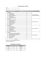 13 contoh penilaian writing num materials period criteria/description score structure diction content coherency 1. Instrumen Penilaian Tes Praktik