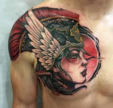 Check out the top 30 valkyrie tattoos for men and women this year. Valkyrie Neo Traditional Chest Shoulder Piece