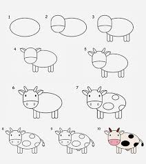 2 Easy Tutorials On How To Draw A Cow For Kids Easy Animal Drawings Drawing Tutorials For Kids Easy Drawings For Kids