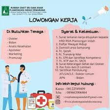 Lowongan pekerjaan kabupaten pekalongan terbaru mei 2021. Lowongan Kerja Di Rsia Plamongan Indah Semarang Dokter Bidan Analis Kesehatan Apoteker Marketing Pramusaji Bursa Lowongan Kerja
