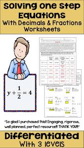 One Step Equations With Fractions And Decimals Worksheets Digital Printable One Step Equations Equations Fractions