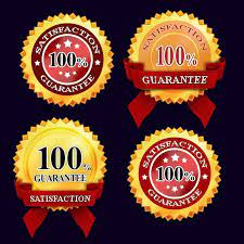 Golden Badges 100 Satisfaction Guarantee Badges With Red Ribbon Golden Guarantee Badges Png Transparent Clipart Image And Psd File For Free Download Red Ribbon Badge Ribbon Png