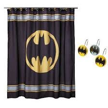 Batman Shower Curtain And Shower Curtain Hooks To View Further For This Item Vis With Images Shower Curtain Hooks Shower Curtain Decor Black Shower Curtains