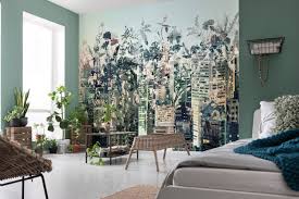 Papier peint rayure horizontal de rhombes à structure de lin vert menthe pastel , rose poudre clair et gris chaud clair. Papier Peint Panoramique Urban Jungle Vert Grise Komar L 368 X H 254 Cm Leroy Merlin