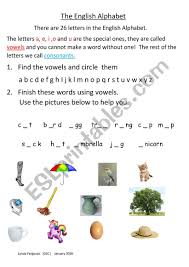 Let's learn all about vowels and consonants. The English Alphabet Vowels Esl Worksheet By Lcferguson