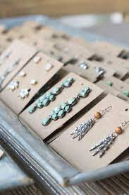 Finally, add an earring card adapter to the back. Earring Display Cards Modish Main Diy Earring Cards Earring Display Cards Earring Cards