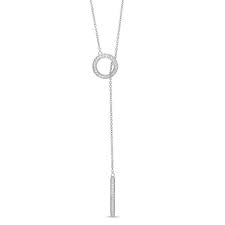 1 4 Ct T W Diamond Circle And Vertical Bar Y Necklace In Sterling Silver Zales Circle Diamond Diamond Circle Necklace Sterling Silver Necklace Pendants