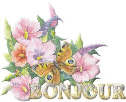 Bonjour - Fleurs - Papillons - Gifs scintillants - Le Monde des Gifs