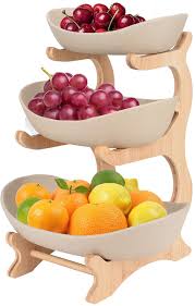 5.0 out of 5 stars. Amazon Com Fruit Basket Stand Fruit Bowl Bamboo 3 Tier Fruit Basket Effortless To Clean Ceramic Fruit Bowls For Modern Kitchen Wooden Fruit Bowls For The Counters Kitchen Dining