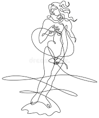 Line Drawing Birth Of Venus Tattoo Photo About Botticelli S Venus Drawn With A Single Line Illustration Of Goddess Sparse Aphrodite 22482375 Venus Art Line Art Drawings Aphrodite Tattoo