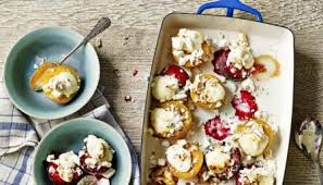 Baked Plums With Mascarpone Recipe Recipe Dessert Recipes Easy Food Mascarpone Recipes