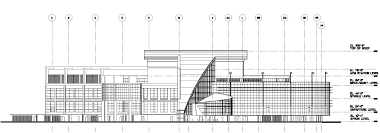 Cool drawing of architectural building elevation was created by autocad program. Commercial Projects Building Section And Elevation Architectural Drawings