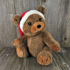 Vintage Teddy Bear Plush Christmas Icicles Russ Stuffed Animal Eyelashes Santa Teddy Bear Plush Vintage Teddy Bears Christmas Plush
