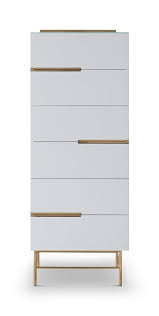 It serves as an ideal product for small rooms and offers you a better advantage. Six Drawer Tall Narrow Chest White With Brass Accent